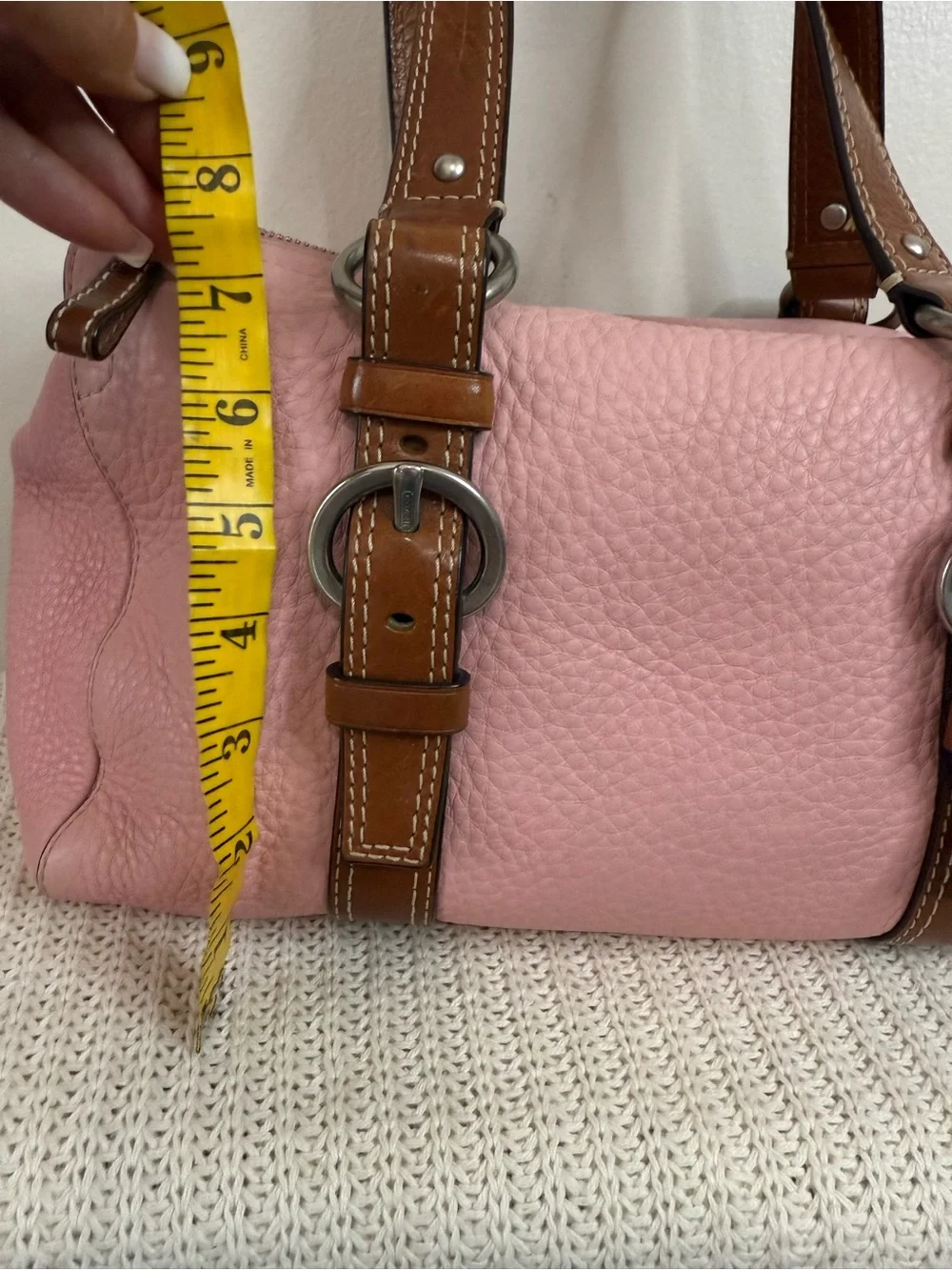 Coach Women's Chelsea Pink Leather Shoulder Bag Brown Strap Accents K0782-F10887